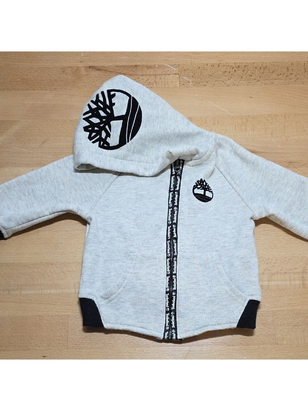 SKU 1806 Timberland Gray and Black Zip-Up Hoodie Sweatshirt